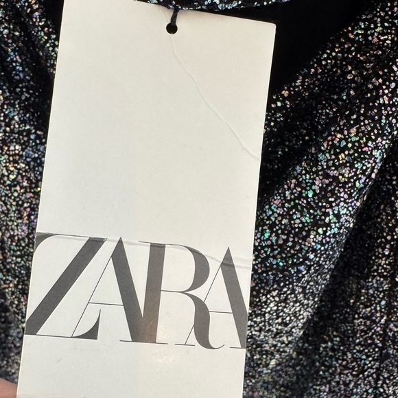 NWT Zara Cut Out Multicolor Sparkle Glam Mini Dress Black Silver Size XS - Picture 9 of 11